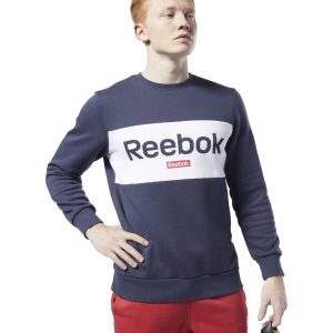 Bluza Męskie Reebok Training Essentials Linear Logo Granatowe PL 52PBODU